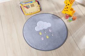 Tapete para Quarto Infantil Formatos Baby - 65 cm - Chuva de Benção - Cinza e Rosa