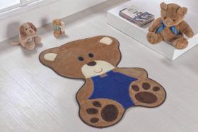 Tapete para Quarto Infantil Formatos Baby - 78 cm x 54 cm - Bebê Urso - Azul Royal