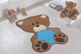 Tapete para Quarto Infantil Formatos Baby - 78 cm x 54 cm - Bebê Urso - Azul Turquesa