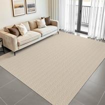 Tapete para Sala e Escritório Grande 2,00 x 3,00m Chevron Cru Palha Rústico Artesanal com Antiderrapante Algodão e Sisal