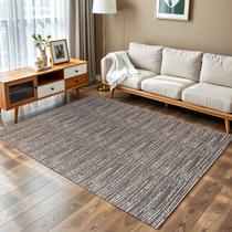 Tapete para Sala e Quarto 1,40 x 2,00m Mesclado Rústico Cru Cinza Marrom Preto Minimalista Artesanal com Antiderrapante
