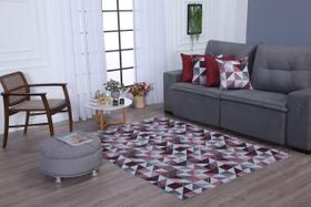 Tapete Para Sala e Quarto 2 Metros Com Antiderrapante Dubai Chevron Vinho