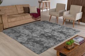 Tapete Para Sala E Quarto 2,40M Cinza Peludo Antiderrapante
