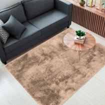 Tapete para Sala e Quarto Felpudo Antiderrapante 100x140 Bege Casa Dona