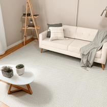 Tapete para Sala e Quarto Grande Artesanal 2,50 x 3,00m 100 Algodão Chevron Rústico Cru Cinza com Antiderrapante