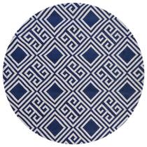Tapete para Sala Geométrico Grego 1,00m Redondo Azul tipo Belga
