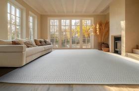 Tapete para sala grande Artesanal Look Cattleya - 11 White 150x200 cm - Lavável, Antiderrapante e Durável