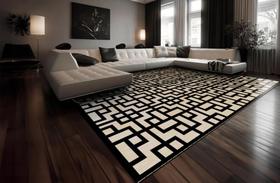 Tapete para sala Marbella Elite Cyclone Black Cosmic 150x200 cm - Antiderrapante, Lavável e Sofisticado