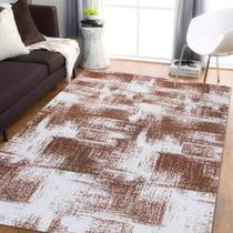 Tapete para Sala Moderno Abstrato 2,00 x 4,00 Grande Antiderrapante Pixel cor Caramelo