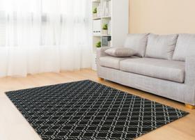 Tapete Para Sala ou Quarto Antiderrapante 1,50M x 1,32M Geométrico Preto e Branco