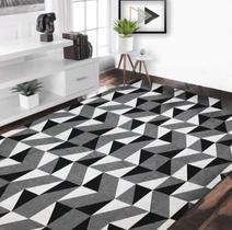 Tapete Para Sala Quarto 4,0 X 2,0 m Antiderrapante Jacquard Geométrico Estampado - Casa Clara