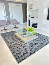 Tapete Para Sala Quarto Cinza Preto 1,50 X 2,00m Feltro Macio Recepção Escritorio