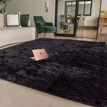 Tapete para Sala Quarto Felpudo Retangular 200x240cm Preto Casen