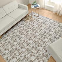 Tapete para Sala Quarto Grande 200x250 Rústico Boho Cru Caramelo Natural Antiderrapante Emborrachado Artesanal de Tear Jacquard