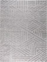 Tapete Para Sala Realce Trama Felpudo Geométrico Com Relevo 3D Antiderrapante 1,50 x 2,00 Cinza