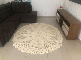 Tapete para sala redondo crochê malha