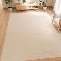Tapete para Sala Sisal 2,00 x 3,00 com Algodão Cru Artesanal Antiderrapante Emborrachado Decoração Bege Claro Juta Rústico Geométrico