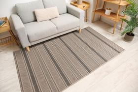 Tapete Para Sala Sisal Riscas 3x2,5 Bege Chumbo J Serrano