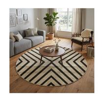 Tapete Para Sala Soft Delicate 150 Redondo 1009 Bege Preto Tapete Para Sala Soft Delicate 150 Redondo 1009 Bege Preto