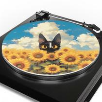 Tapete para Toca-discos Qehuruxo 29 cm Gato Girassol Antiestático
