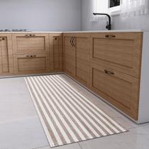 Tapete Passadeira Antiderrapante 2,00m x 45cm Algodão Artesanal Decoração Bege para Cozinha Quarto Banheiro Corredor