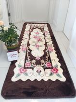 Tapete passadeira antiderrapante, estampada floral em veludo