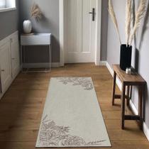 Tapete Passadeira Areia 45x140cm Flores/Marrom - Antiderrapante