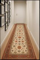 Tapete Passadeira Bege Floral Para Corredor 1,80x0,66