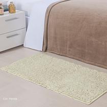 Tapete Passadeira Beira de Cama Antiderrapante 50cm x 1,00m Shaggy Felpuda Pelo Baixo Classic Perola Oasis