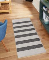 Tapete Passadeira Boho Listrado 43x140cm Areia/Tabaco - Antiderrapante