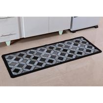 Tapete Passadeira Boucle Geométrico 45cmx1,80m Cinza Niazitex