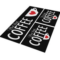 Tapete Passadeira Cozinha Black Coffee 120x40 + 2 Capachos 60x40