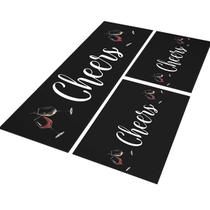 Tapete Passadeira Cozinha Cheers 120x40 + 2 Capachos 60x40