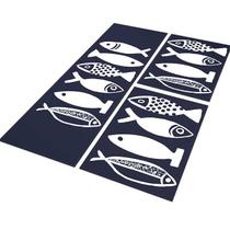 Tapete Passadeira Cozinha Fish Az 120x40 + 2 Capacho 60x40 Tapete Passadeira Cozinha Fish Az 120x40 + 2 Capacho 60x40