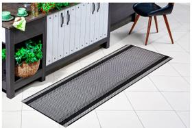 Tapete Passadeira Cozinha Quarto 0,66 x 2,30 Sisal Cinza Preto