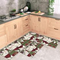 Tapete Passadeira Cozinha Wine120x40 + 2 Capachos 60x40