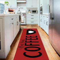 Tapete Passadeira De Cozinha Black Coffee 160x50 Antiderrapa