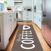 Tapete Passadeira De Cozinha Black Coffee 200x60 Antiderrapa