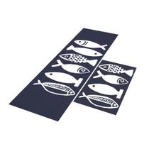 Tapete Passadeira de Cozinha Fish 120x40 + Capacho 60x40