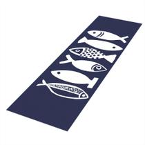 Tapete Passadeira de Cozinha Fish Az 120x40 Antiderrapante