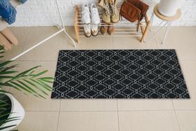 Tapete Passadeira Geométrica 1,35M x 50CM Antiderrapante Preto Para Quarta Sala ou Cozinha
