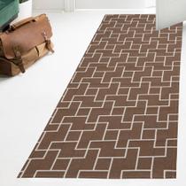 Tapete Passadeira Geométrico Jacquard Emborrachado Antiderrapante 1,40 X 0,50 M