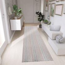 Tapete Passadeira para Quarto e Cozinha em Tear 100 Algodão Chevron Rústico Minimalista ZigueZague Cru Colorido com Antiderrapante