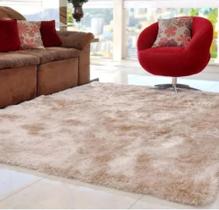 Tapete Passadeira Peluda Felpuda Sala de Estar Quarto Maciez 1,00 x 1,50 Cáqui Mesclado Luxo