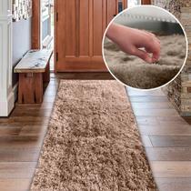 Tapete Passadeira Shaggy Pelo Alto Felpudo 50x200cm Casa Dona Bege