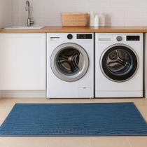 Tapete passadeira soft antiderrapante macarrão cor azul