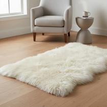 Tapete Pelego Branco Lã Natural Carneiro Ovelha Forrado Premium Luxo