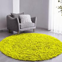 Tapete Pelo Alto Felpudo Peludo Macio Anti Derrapante Alérgico Amarelo Redondo 60 cm Sala Quarto Escritório