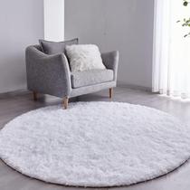 Tapete Pelo Alto Felpudo Peludo Macio Anti Derrapante Alérgico Branco Redondo 200 cm Sala Quarto Escritório