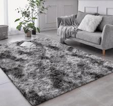 Tapete Pelo Alto Felpudo Peludo Macio Anti Derrapante Alérgico Mesclado Cinza 200 x 200 cm Sala Quarto Escritório
